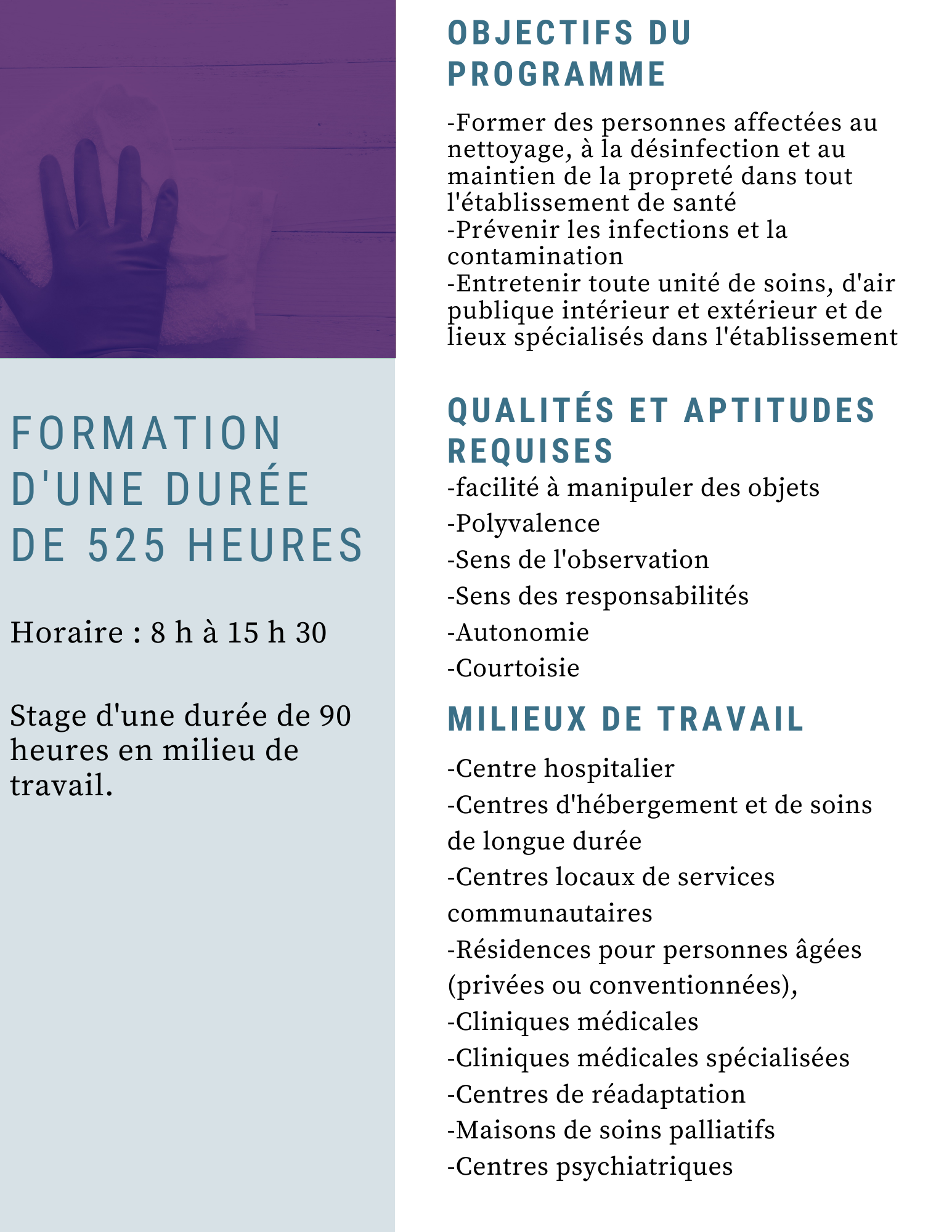 Hygiène et salubrité en milieux de soins AEP 4240 Centre de formation professionnelle, L Hygiène et salubrité en milieux de soins AEP 4240 Centre de formation professionnelle, L