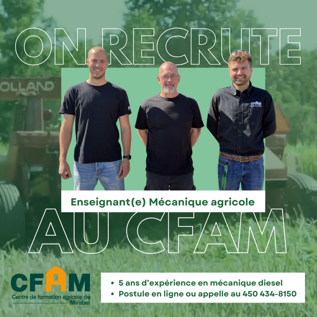 Recrutement au CFAM en mécanique agricole